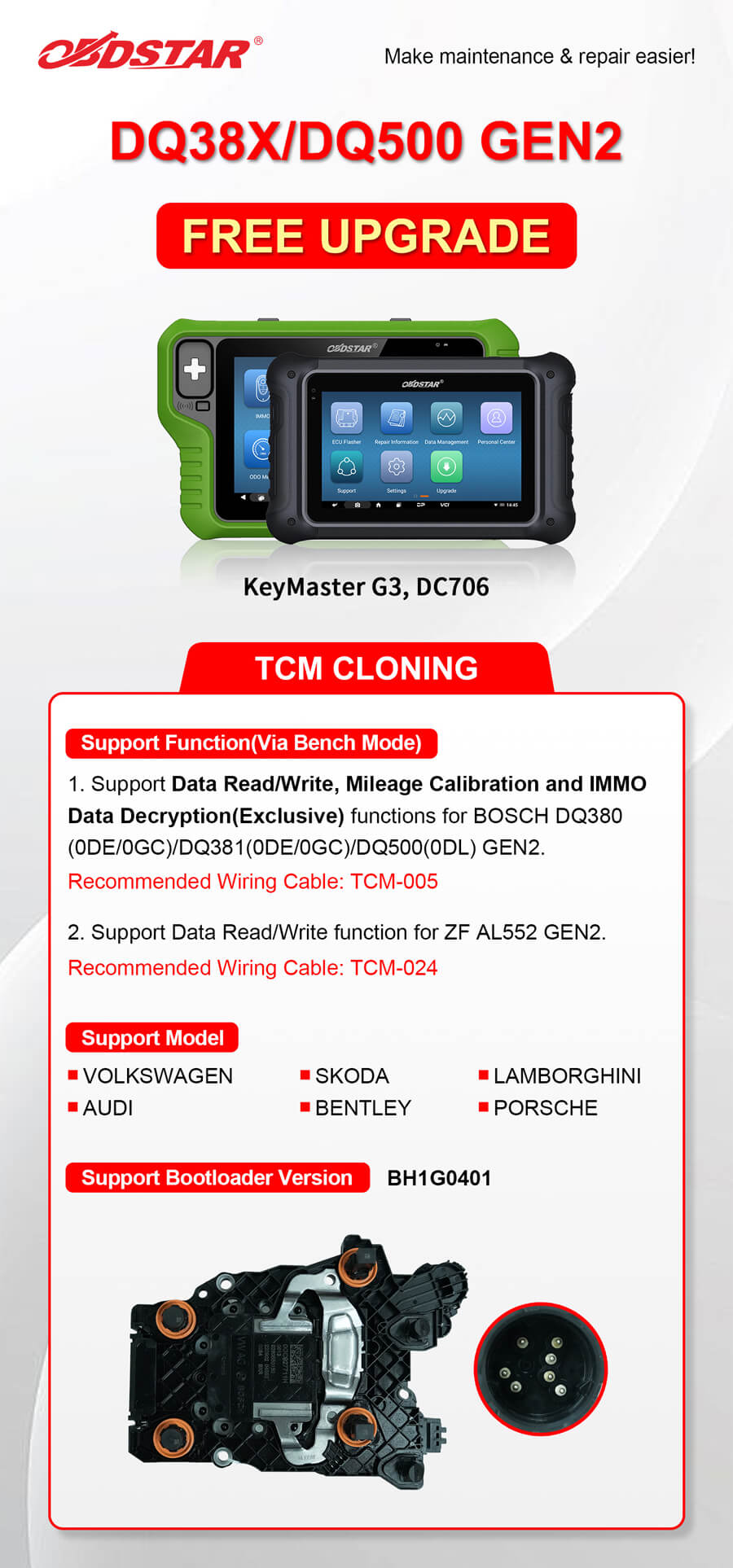 OBDSTAR X300 G3 and DC706 Update 2026.4.22
