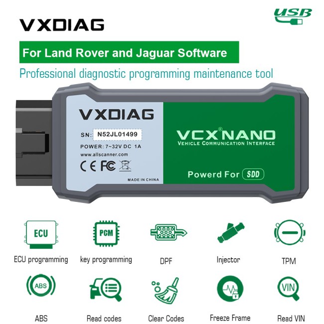 [USB Version] VXDIAG VCX NANO JLR for Land Rover and Jaguar Diagnostic Tool Support Till 2017