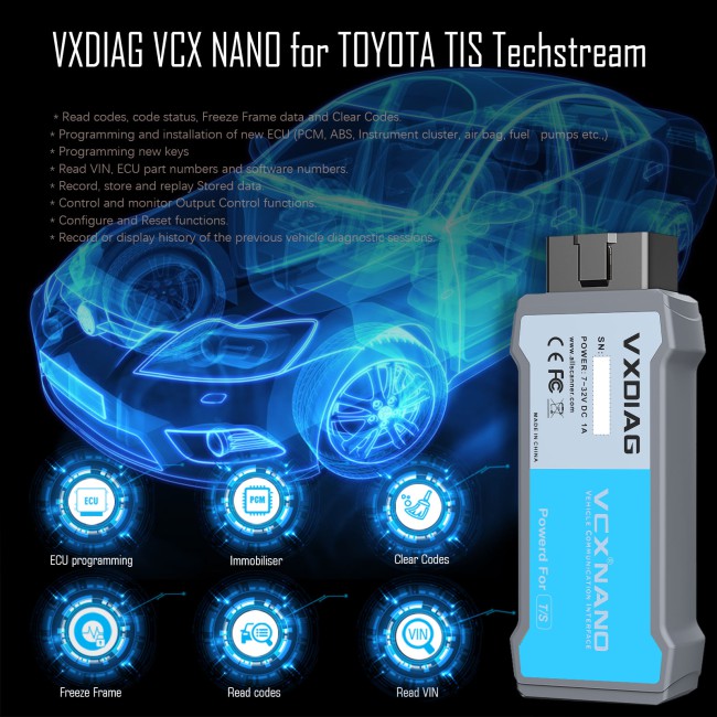 [USB Version] VXDIAG VCX NANO Diagnostic Tool for TOYOTA Working for SAE J2534