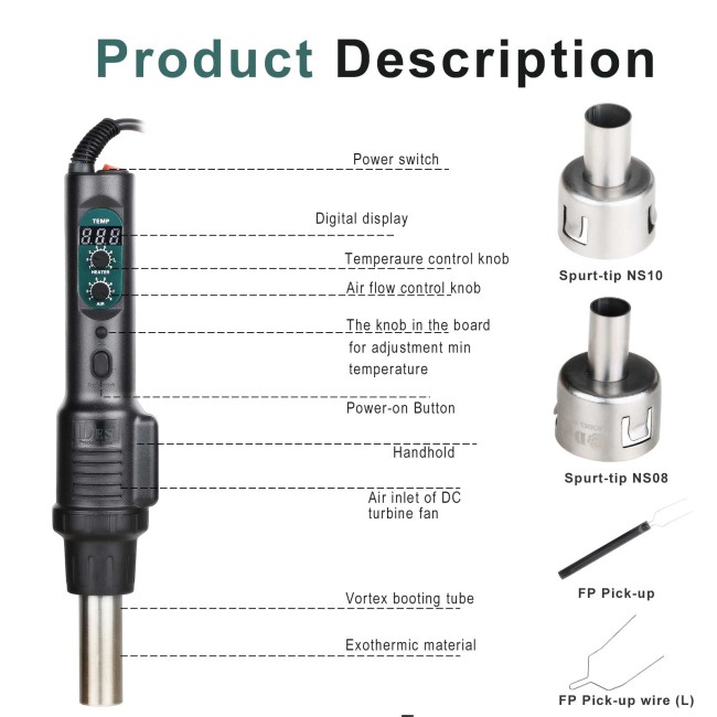 YANHUA JLR KVM Soldering Tool Kit Full Package with DES Hot Air Gun and Hot Air Gun Bracket included
