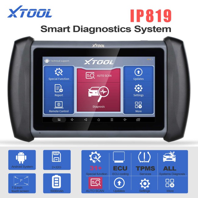 XTOOL InPlus IP819 Automotive Diagnostic Scanner ECU Coding Active Test OBD2 Full Systems Diagnoses Global Version with 38+ Resets