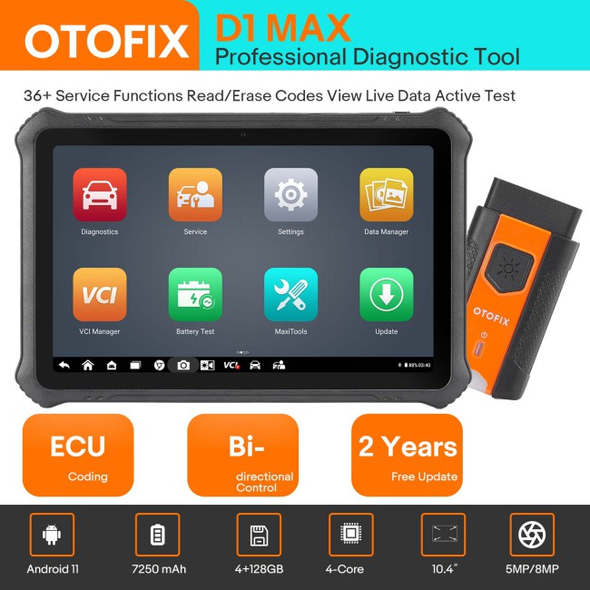 OTOFIX D1 MAX Full System Diagnostics Bi-Directional Scanner 40+ Services Support ECU Coding DoIP & CAN FD
