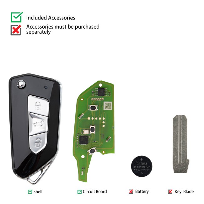 [5Pcs/Lot] XHORSE XKGA82EN Electroplated Matte Buttons universal wired remote