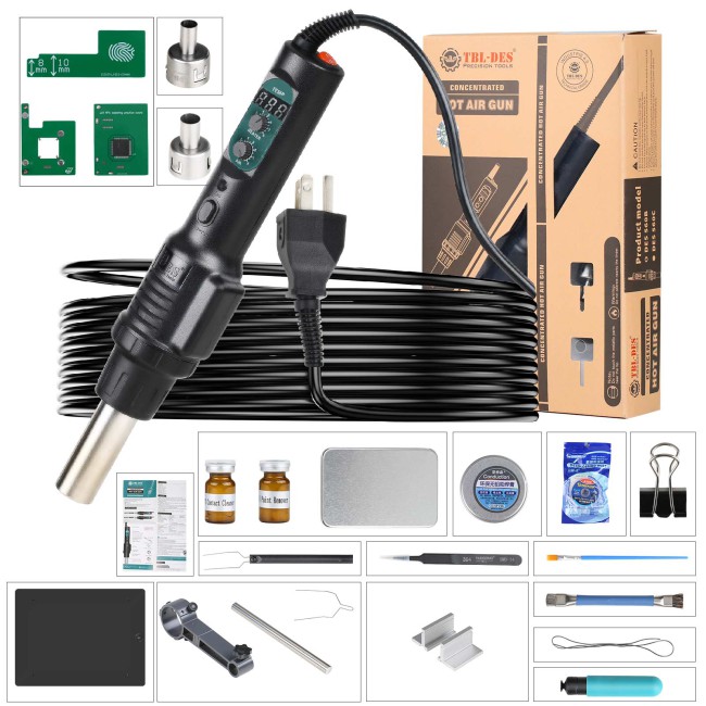 YANHUA JLR KVM Soldering Tool Kit Full Package with DES Hot Air Gun and Hot Air Gun Bracket included