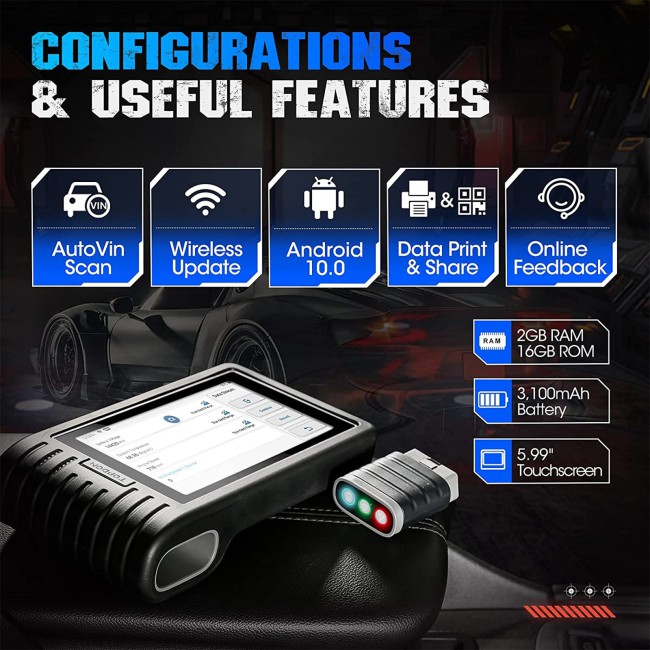 TOPDON Artidiag800 BT Artidiag 800 BT Mid-level Diagnostic Tool All System Diagnostics 28 Maintenance Service AutoVin & AutoScan 2 Years Free Update