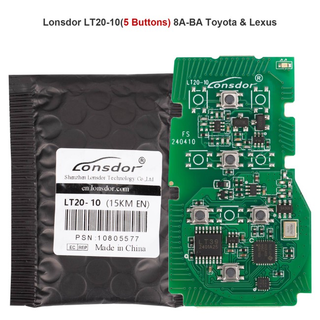 Lonsdor LT20-10 5 Buttons 8A-BA Toyota & Lexus Smart Key PCB For K518/ K518PRO/ KH100+