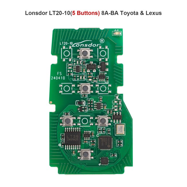 Lonsdor LT20-10 5 Buttons 8A-BA Toyota & Lexus Smart Key PCB For K518/ K518PRO/ KH100+