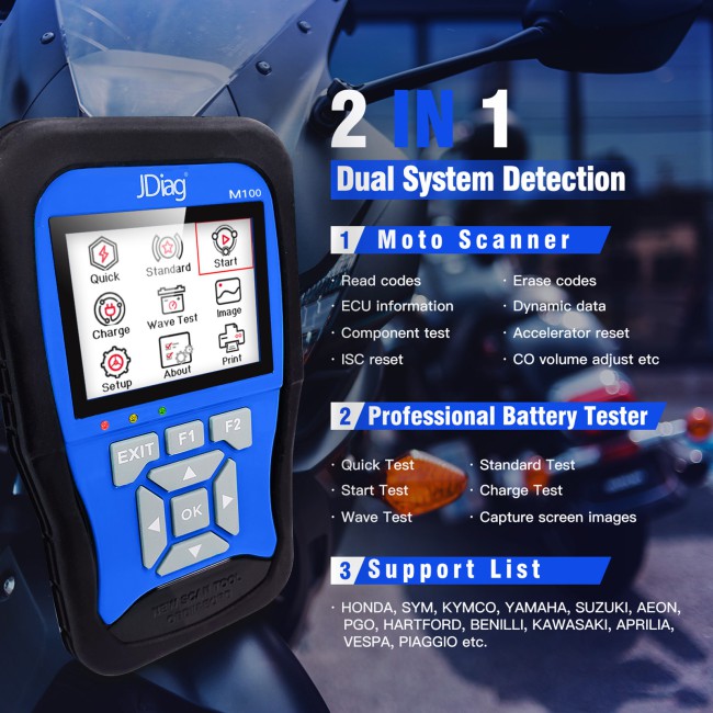 [Full Version] JDiag M100 Moto Scanner Universal Motorcycle Scan Tool