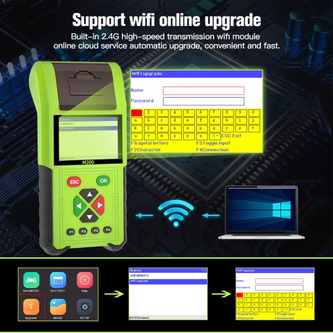 [Full Version] JDiag M200 Handheld Motorcycle Diagnostic Tool Dual System Motorcycle Tester + Professional Battery Tester