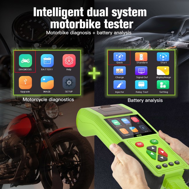 [Full Version] JDiag M200 Handheld Motorcycle Diagnostic Tool Dual System Motorcycle Tester + Professional Battery Tester