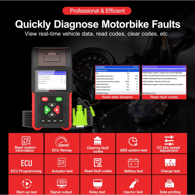 [Full Version] JDiag M200Pro Professional Motorbike Diagnostic Scanner Motorcycle Scan Tool