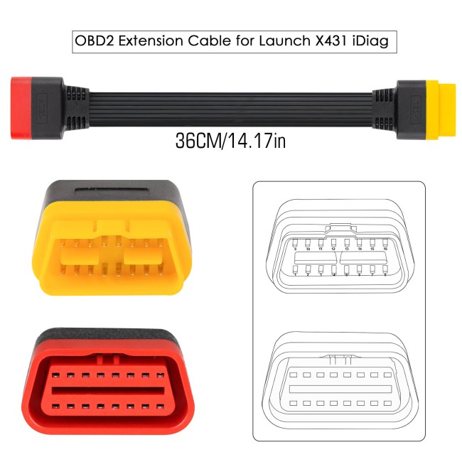 OBD2 Extension Cable for Launch X431 iDiag/Easydiag 3.0/X431 M-Diag/X431 V/V+/5C PRO