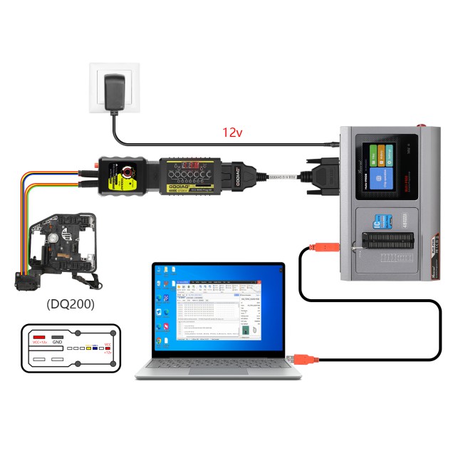 GODIAG G-V ECU Cable for Connecting Xhorse MULTI PROG with GT107/GT107+/GPT BENCH BOOT to Read & Write Data on VAG Gearbox ECU Engine ECU