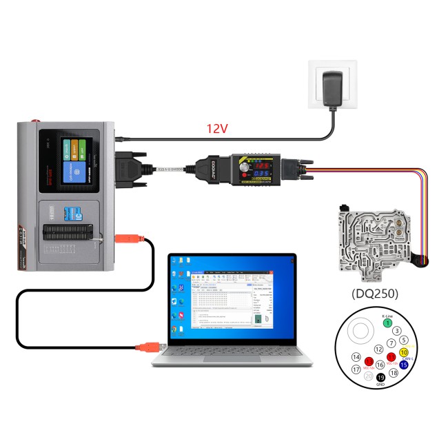 GODIAG G-V ECU Cable for Connecting Xhorse MULTI PROG with GT107/GT107+/GPT BENCH BOOT to Read & Write Data on VAG Gearbox ECU Engine ECU