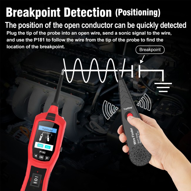 TOPDIAG P180 for 9-30 Volts Vehicle Electrical System Daignostics Injectors Test Support Cars Pickups SUVs Motorcycles Excavators Steamships