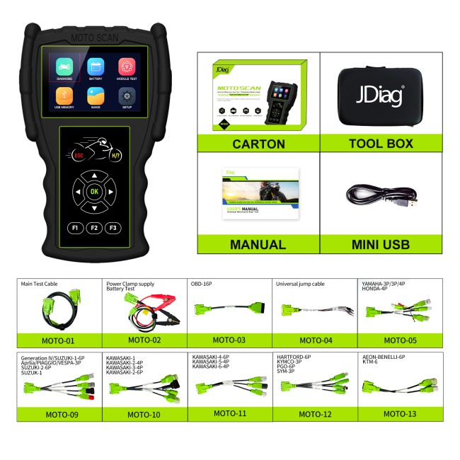 [Full Version] JDiag M100 Pro Moto Scanner Universal Motorcycle Scan Tool