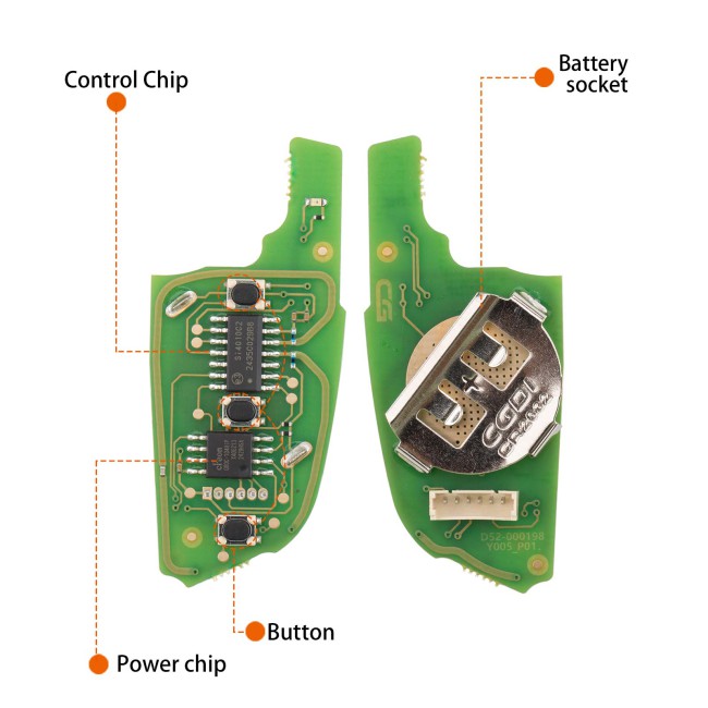 [5Pcs/Lot] CGDI C13-000038 Metal DF(3BTN) 3 Metal Buttons Wire Remote Used with CGDl K2 Remote Key Programmer