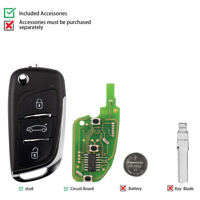[5Pcs/Lot] CGDI C13-000002 DS 3 Buttons Wire Remote Used with CGDl K2 Remote Key Programmer