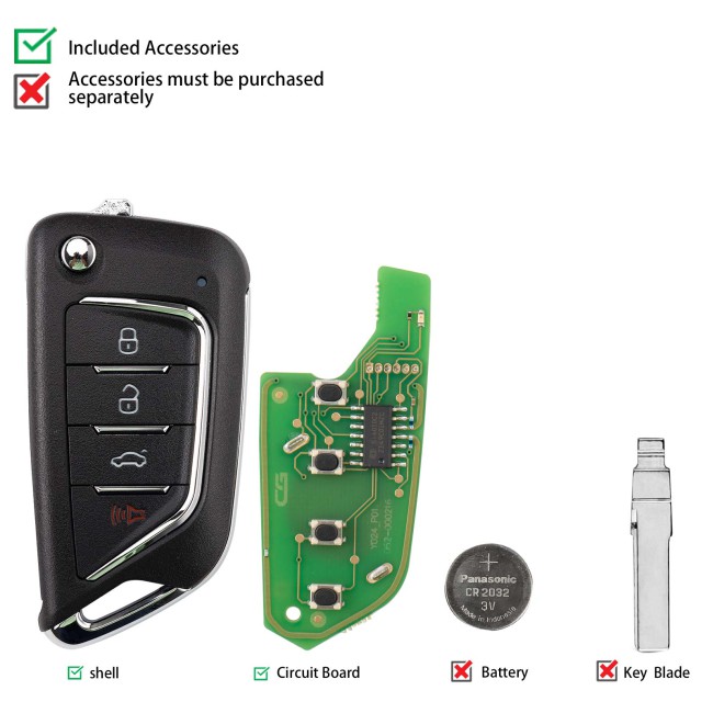 [5Pcs/Lot] CGDI C13-000006 CAD.LAC(4 BTN) 4 Buttons Wire Remote Used with CGDl K2 Remote Key Programmer