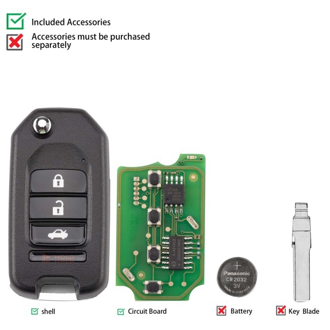 [5Pcs/Lot] CGDI C13-000004 HON.D Style(3+1BTN) 4 Buttons Wire Remote Used with CGDl K2 Remote Key Programmer
