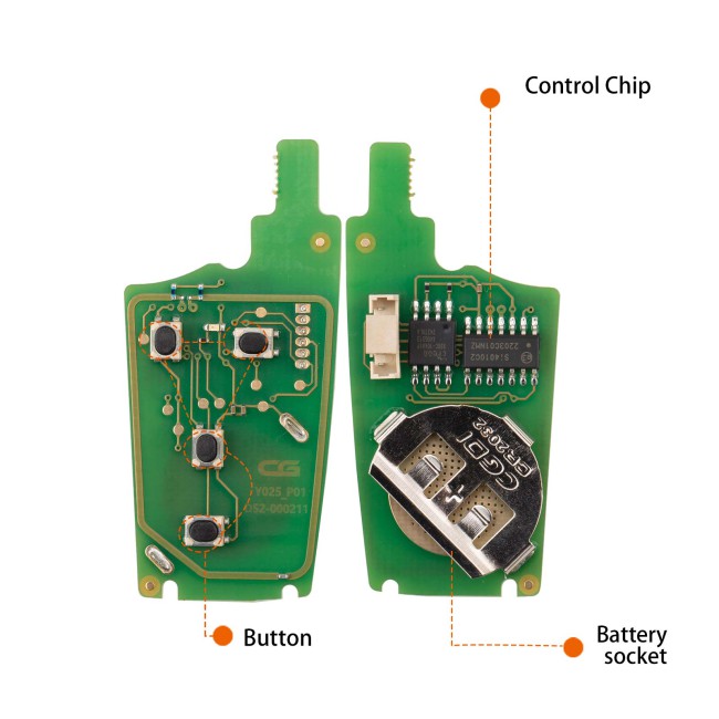 [5Pcs/Lot] CGDI C13-000005 BUI.C New Style(Flip-4BTN) 4 Buttons Wire Remote Key Used with CGDl K2 Remote Key Programmer