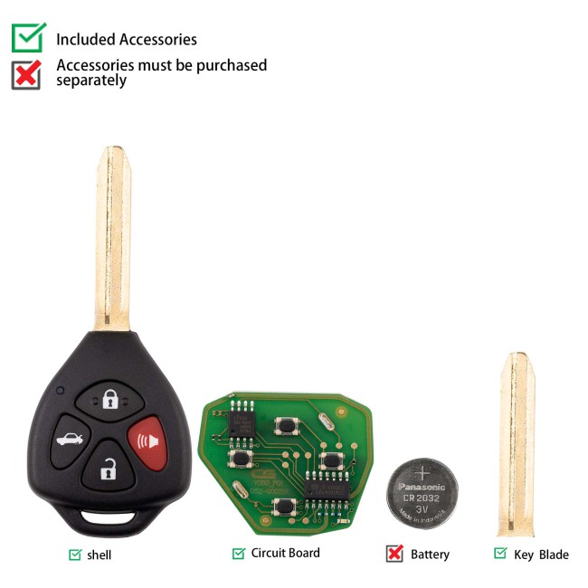 [5Pcs/Lot] CGDI C13-000010 TOYO.TA(3+1) 4 Buttons Wire Remote Used with CGDl K2 Remote Key Programmer