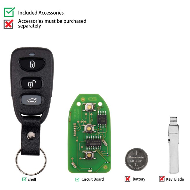 [5Pcs/Lot] CGDI C13-000007 HYU.D Style(Separate-3+1BTN) 4 Buttons Wire Remote Key Used with CGDl K2 Remote Key Programmer