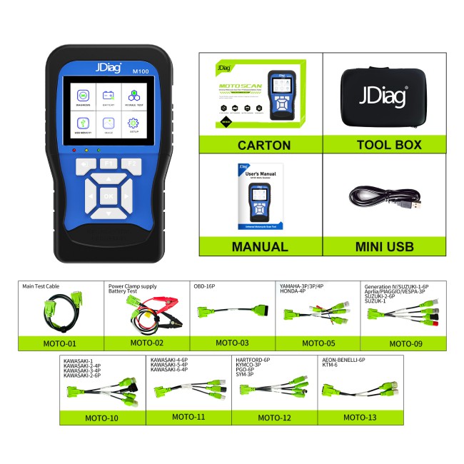 [Full Version] JDiag M100 Moto Scanner Universal Motorcycle Scan Tool