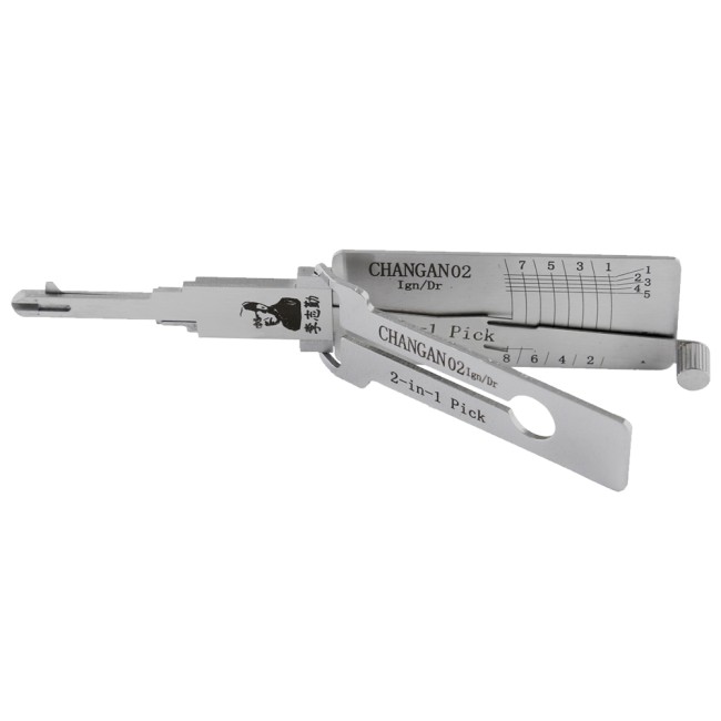 LISHI CHANGAN(02) Flat Milling Tool (8-CUT) (Left Slot) 2-in-1 Pick & Decoder for Changan Ignition Locks/Door Locks