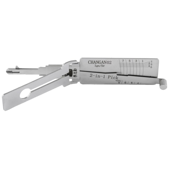 LISHI CHANGAN(02) Flat Milling Tool (8-CUT) (Left Slot) 2-in-1 Pick & Decoder for Changan Ignition Locks/Door Locks