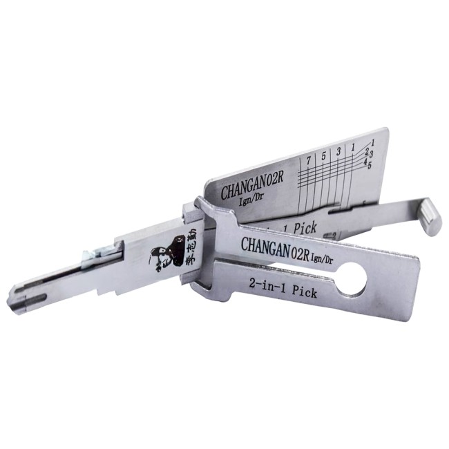 LISHI CHANGAN(02R) Flat Milling Tool (8-CUT)(Right Slot) 2-in-1 Pick & Decoder for Changan Ignition Locks/Door Locks