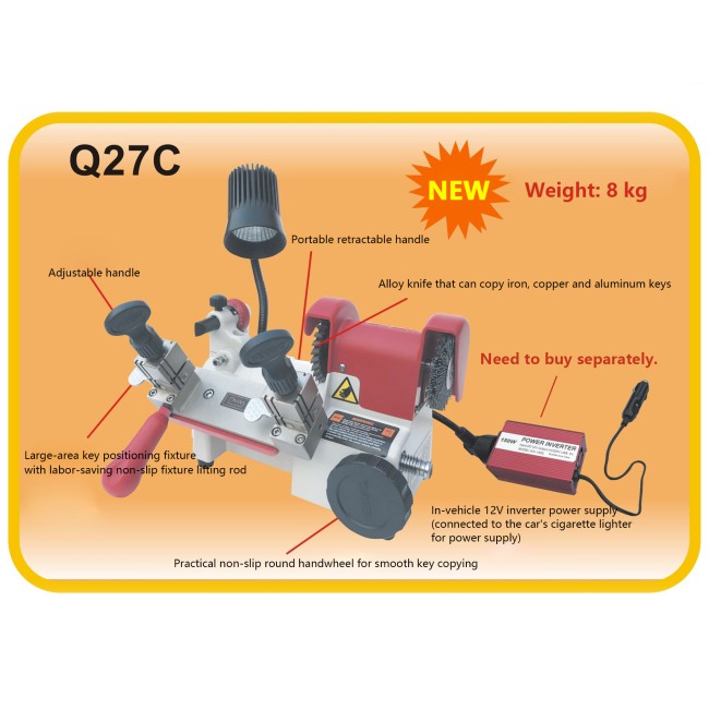 WENXING Q27C (without Inverter) Portable AC & DC Dual-purpose Single-head Manual Key Cutting Machine