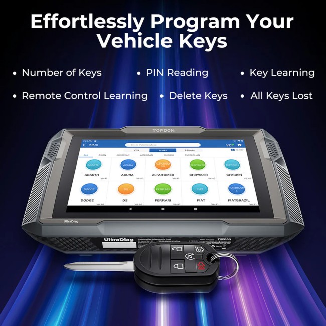 TOPDON UltraDiag 8 Inch Key Programming & Scan Tool Bi-directional Control Support 100+ Car Brands 30+ Service Functions