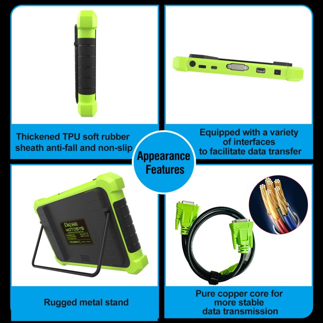 TOPDIAG M400 Intelligent Motorcycle Diagnostic Scanner 8-inch Large Screen ABS Diagnostic Analog Signal Output Battery Testing