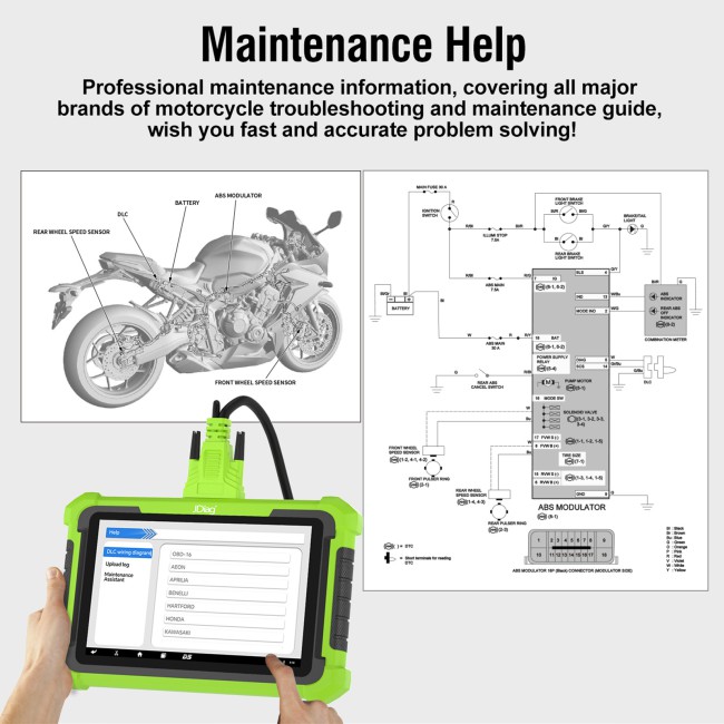 TOPDIAG M400 Intelligent Motorcycle Diagnostic Scanner 8-inch Large Screen ABS Diagnostic Analog Signal Output Battery Testing