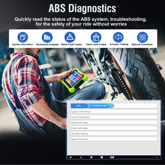 TOPDIAG M400 Intelligent Motorcycle Diagnostic Scanner 8-inch Large Screen ABS Diagnostic Analog Signal Output Battery Testing