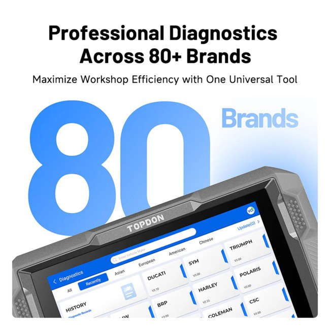 TOPDON UltraDiag Ultra Diag Moto 8 inch Wireless Motorcycle Diagnostic Tool Bi-directional Support 81+ Brands Motors 40+ Service Functions