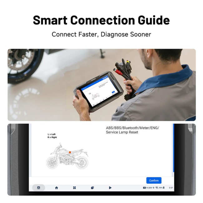 TOPDON UltraDiag Ultra Diag Moto 8 inch Wireless Motorcycle Diagnostic Tool Bi-directional Support 81+ Brands Motors 40+ Service Functions