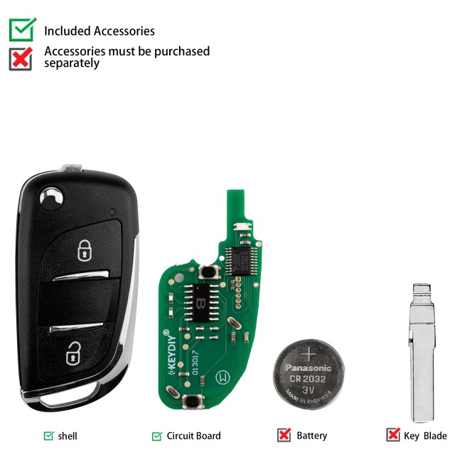 [5Pcs/Lot] KEYDIY KD NB11-2 PCF Universal Flip Remote Key 2 Buttons for PSA Type