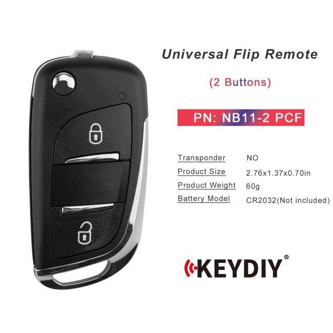 [5Pcs/Lot] KEYDIY KD NB11-2 PCF Universal Flip Remote Key 2 Buttons for PSA Type