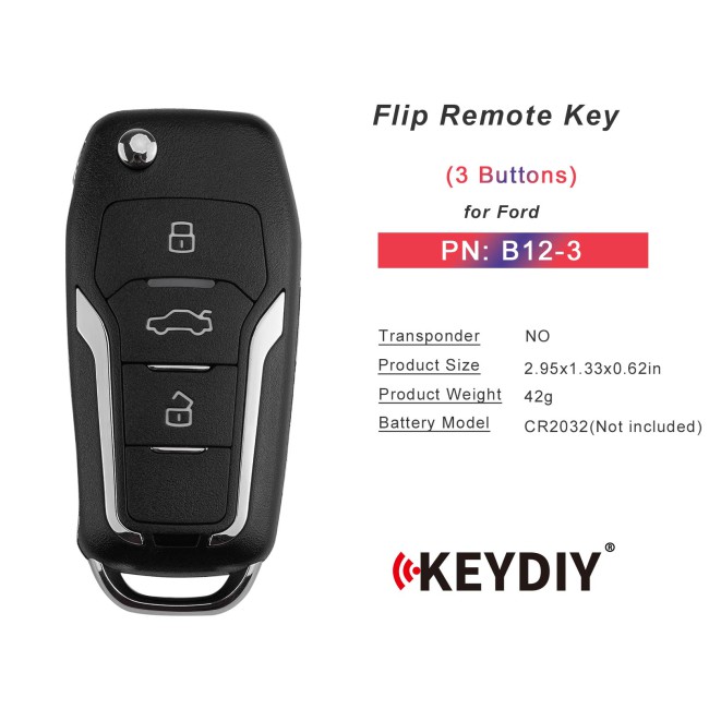[5Pcs/Lot] KEYDIY KD B12-3 Universal Flip Remote Key 3 Buttons for Ford Type