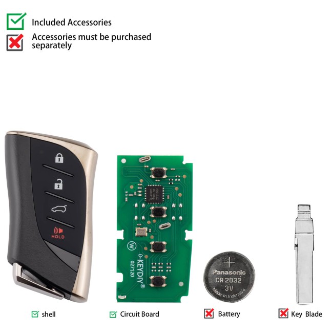 [5Pcs/Lot] KEYDIY KD ZB42-4 Universal Smart Remote Key 3+1 Buttons for Lexus Type