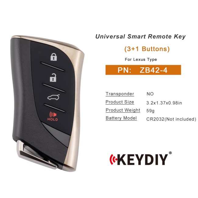 [5Pcs/Lot] KEYDIY KD ZB42-4 Universal Smart Remote Key 3+1 Buttons for Lexus Type