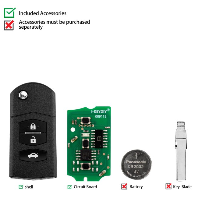 [5Pcs/Lot] KEYDIY KD B14-3 Universal Flip Remote Key 3 Buttons for Mazda Type
