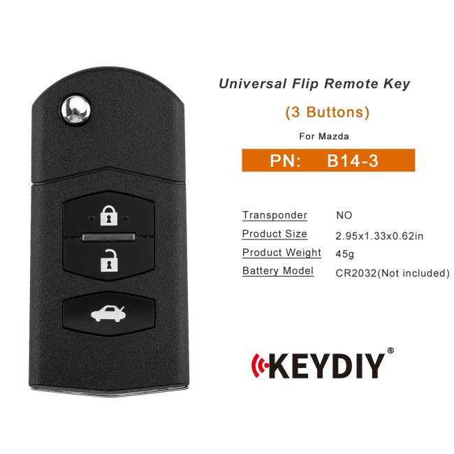 [5Pcs/Lot] KEYDIY KD B14-3 Universal Flip Remote Key 3 Buttons for Mazda Type