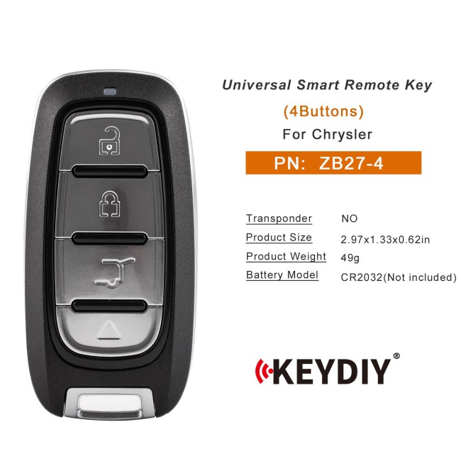 [5Pcs/Lot] KEYDIY KD ZB27-4 Universal Smart Remote Key 4 Buttons for Chrysler Type