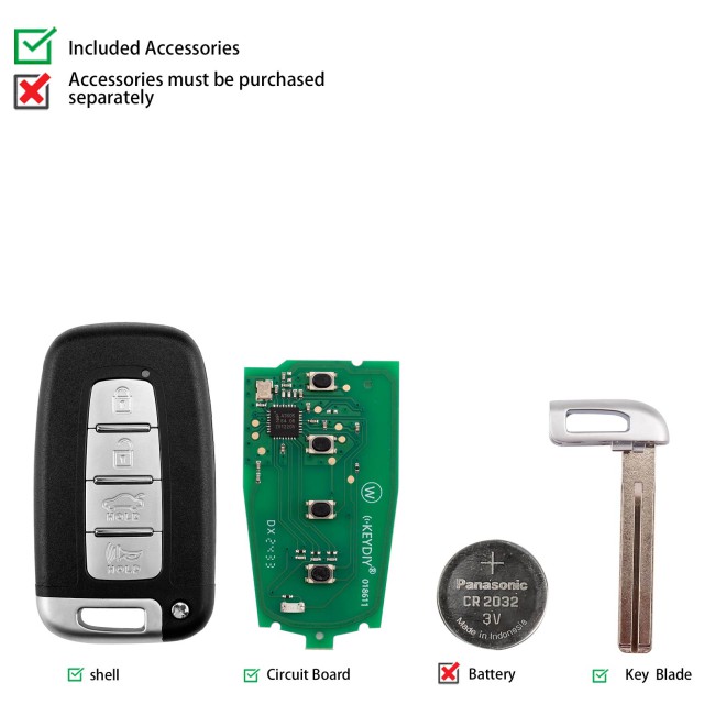 [5Pcs/Lot] KEYDIY KD ZB04-4 KD Universal Smart Remote Key (Right Slot) 3+1 Buttons for Hyundai Type