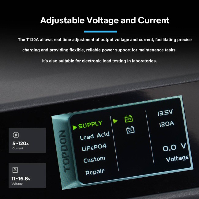 TOPDON T120A Stable Power Supply & 12V Battery Charger Cable Length: 2M