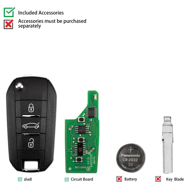 [5Pcs/Lot] KEYDIY KD NB47-3 Universal Flip Remote Key 3 Buttons for Peugeot Type