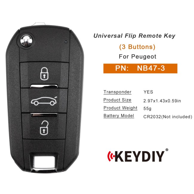 [5Pcs/Lot] KEYDIY KD NB47-3 Universal Flip Remote Key 3 Buttons for Peugeot Type